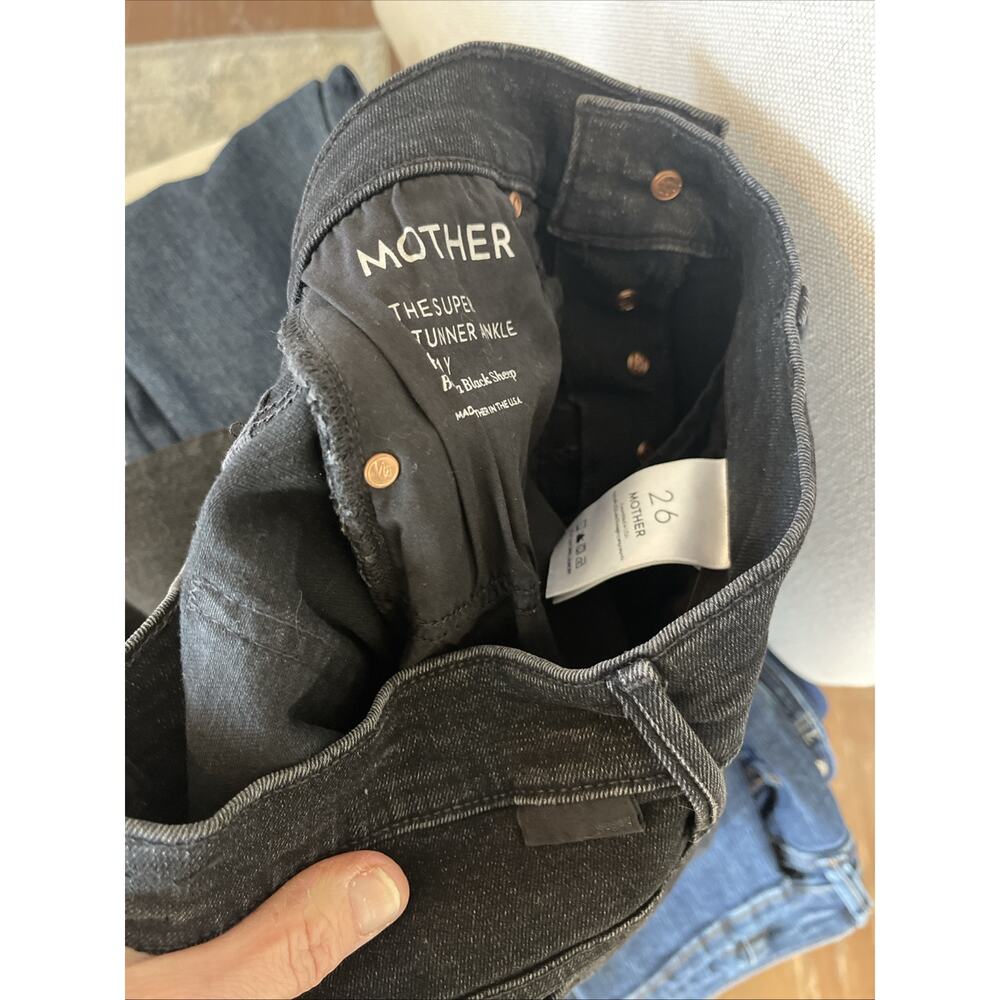 NWT MOTHER The Stunner Zip Fly Ankle Fray Stretch Denim Baa Baa Black‎ Sheep 26 - Picture 4 of 6